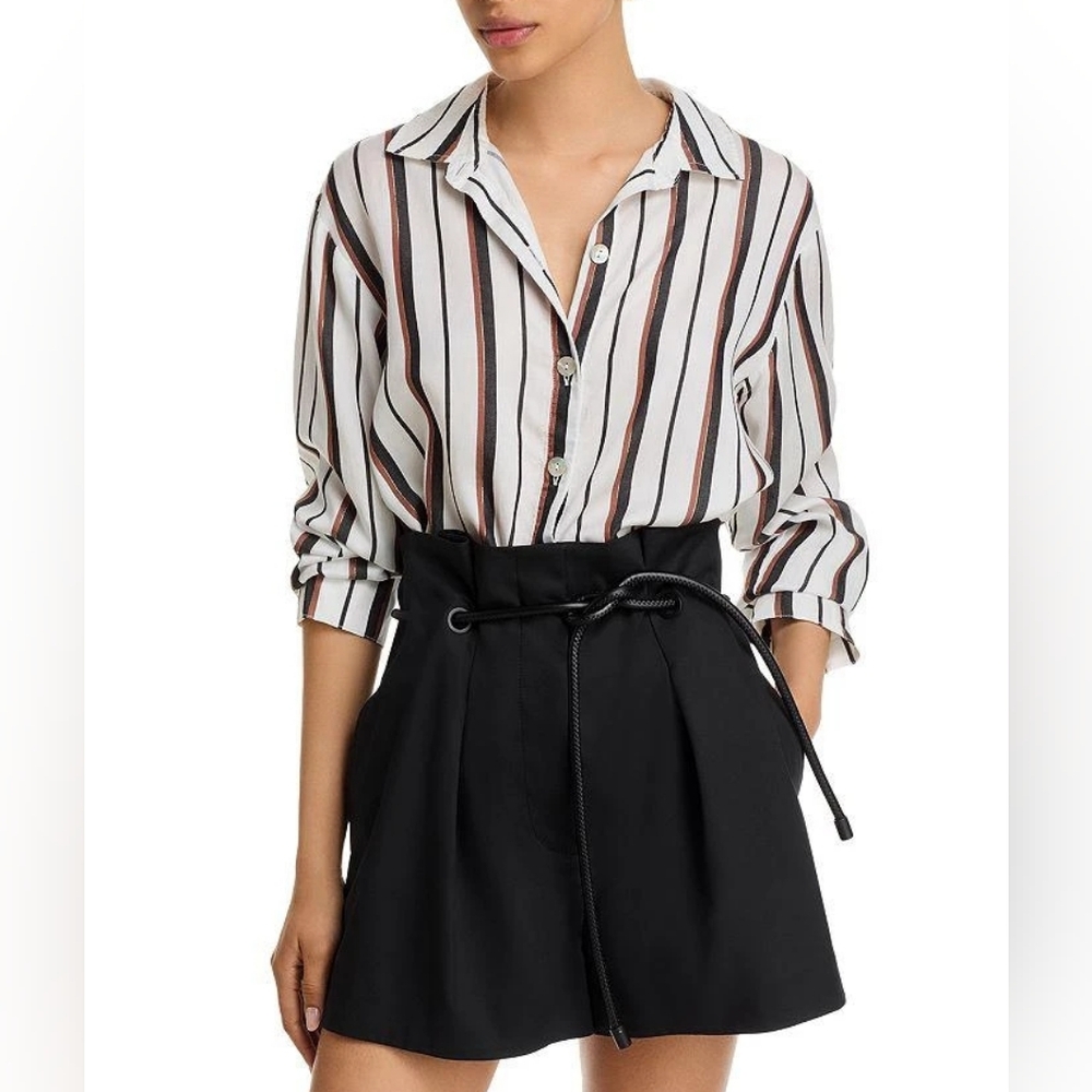 F21 Striped Button-Up Blouse